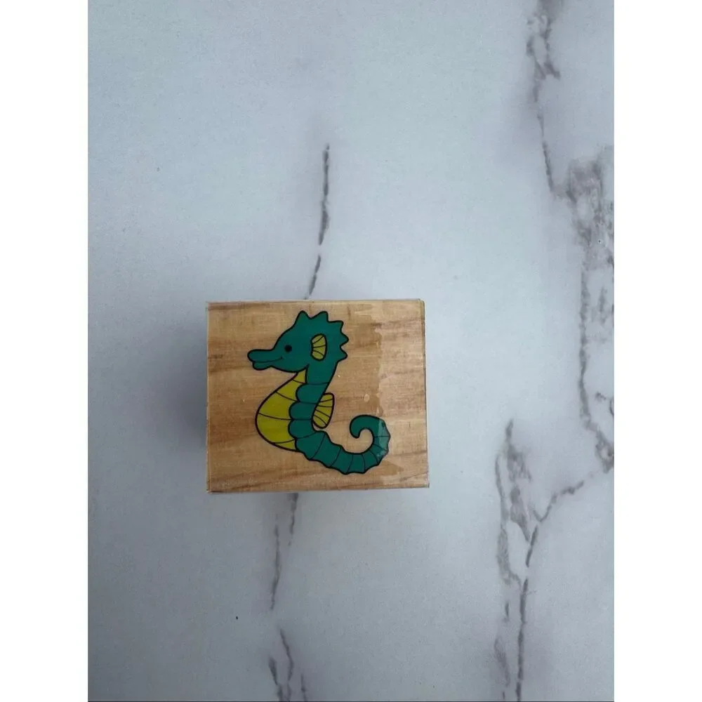 New Cartoon Seahorse Rubber Stamp